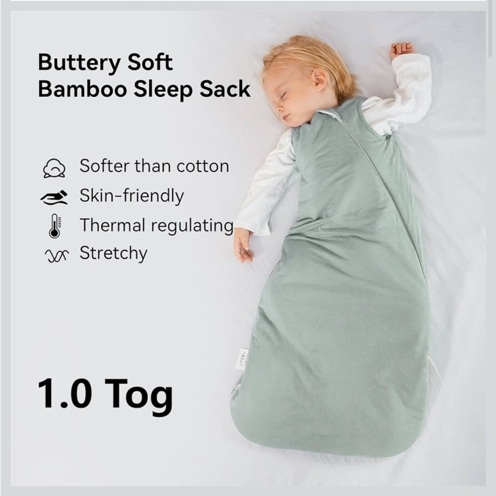 BubblePanda Bamboo Sleep Sack – 1.0 TOG (Small) Sage Green